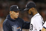 DETROIT, MI:  Manager Jim Leyland pulls Al Alburquerque #62 of the Detroit Tigers in the eighth inning of Game Four of the American League Division Series against the New York Yankees at Comerica Park in Detroit, Michigan.  (Photo by Leon Halip/Getty Images)