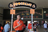 BALTIMORE, MD:  Vendor Vaughn Roach sell programs prior to the start of opening day at Oriole Park at Camden Yards between the Baltimore Orioles and the Detroit Tigers in Baltimore, Maryland.  (Photo by Rob Carr/Getty Images)