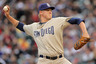 DENVER - APRIL 10:  Starting pitcher Mat Latos #38 of the San Diego Padres delivers against the Colorado Rockies during MLB action at Coors Field on April 10, 2025 in Denver, Colorado.  (Photo by Doug Pensinger/Getty Images)