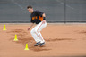 SCOTTSDALE, AZ: Buster Posey #28 of the San Francisco Giants runs drills before a spring training game against the Los Angeles Dodgers at Scottsdale Stadium in Scottsdale, Arizona. (Photo by Rob Tringali/Getty Images)