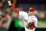 WASHINGTON, DC:  Stephen Strasburg #37 of the Washington Nationals pitches against the Atlanta Braves at Nationals Park on in Washington, DC.  (Photo by Greg Fiume/Getty Images)