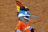 Miami, FL, USA;  Miami Marlins mascot Billy the Marlin performs before a game against the New York Yankees at Marlins Park. Credit: Robert Mayer-US PRESSWIRE