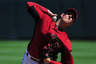Scottsdale, AZ, USA; Arizona Diamondbacks starting pitcher Trevor Bauer (61) delivers a pitch during the first inning against the San Francisco Giants at Salt River Fields. Mandatory Credit: Kyle Terada-US PRESSWIRE