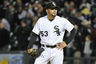 Hector Santiago of the Chicago White Sox stands on the mound after giving up the second solo home run of the ninth inning to Adam Jones of the Baltimore Orioles at U.S. Cellular Field in Chicago, Illinois. The Orioles defeated the White Sox 10-4 in 10 innings.  (Photo by Brian Kersey/Getty Images)