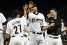 Catchers Humberto Quintero and Carlos Corporan of the Houston Astros high five their newest teammate Jose Altuve who was just brought up from AA Corpus Christi at Minute Maid Park in Houston, Texas.Earlier in the day second baseman  Jeff Keppinger was traded to the San Francisco Giants which made room for Altuve to be brought up.  (Photo by Bob Levey/Getty Images)