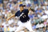 Milwaukee, WI, USA;  Milwaukee Brewers pitcher Zack Greinke (13) throws a pitch during the first inning against the Miami Marlins at Miller Park.  Mandatory Credit: Jeff Hanisch-US PRESSWIRE