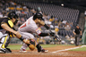 Pittsburgh, PA, USA; Houston Astros second baseman Jose Altuve lays down a bunt against the Pittsburgh Pirates at PNC Park. The Pittsburgh Pirates won 8-7. Credit: Charles LeClaire-US PRESSWIRE