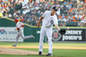 DETROIT, MI: Jacob Turner #50 of the Detroit Tigers reacts after Mike Trumbo #44 of the Los Angeles Angels of Anaheim hits a three-run home run during the first inning of the game at Comerica Park in Detroit, Michigan.  (Photo by Leon Halip/Getty Images)