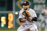 Pittsburgh, PA, USA; Miami Marlins second baseman Omar Infante (12) fields a throw at second base against the Pittsburgh Pirates during the fifth inning at PNC Park. The Pittsburgh Pirates won 4-3. Mandatory Credit: Charles LeClaire-US PRESSWIRE