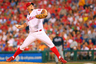  Joe Blanton #56 of the Philadelphia Phillies delivers a pitch against the Atlanta Braves during a MLB baseball game at Citizens Bank Park in Philadelphia, Pennsylvania. (Photo by Rich Schultz/Getty Images)