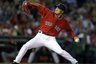 Boston Red Sox pitcher Hideki Okajima delivers against the Baltimore Orioles during the eighth inning of their baseball game at Fenway Park in Boston, Friday, July 24, 2009. (AP Photo/Charles Krupa)